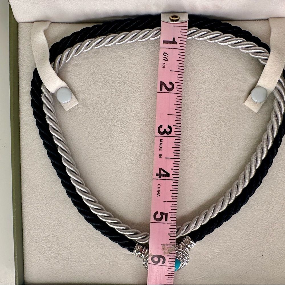 Judith Ripka Sterling Silver Turquoise CZ Cord Necklace with Box Vintage Y2K 925 - Picture 9 of 13